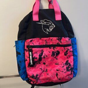 Mr. Beast Blue / Pink / Black Cat Full Size School Backpack w/ Padded Straps